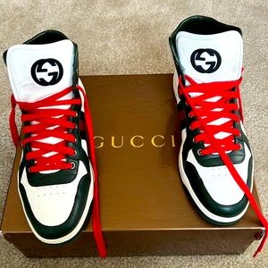 GUCCI Mens Sneaker sz 7+ (7.5) High Top, green, red white.